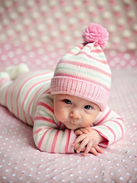 Photo portrait of adorable newborn baby