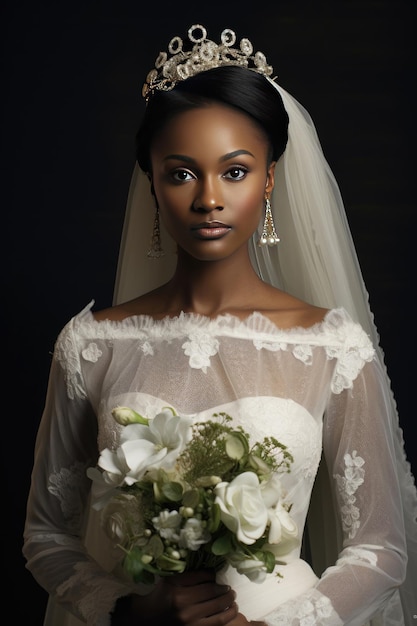 Portrait of an African American bride