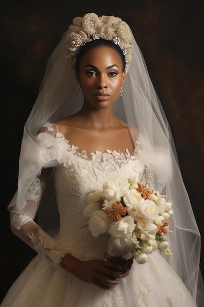 Portrait of an African American bride