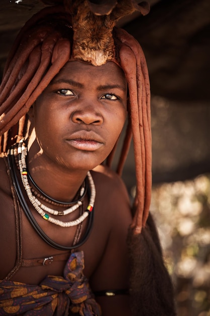 Portrait of an African girl from the Himba tribe