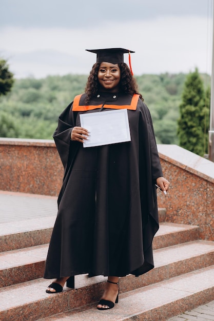 Portrait of African girl student on graduation day