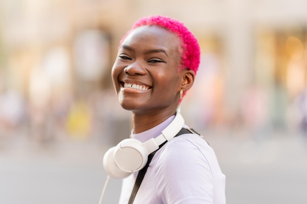 Portrait of an african young woman smiling