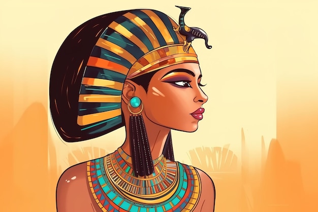 Portrait of an ancient Egyptian goddess Beautiful girl in the style of ancient Egypt Generative AI