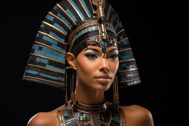 portrait of ancient egyptian woman in a crown queen cleopatra ai generated