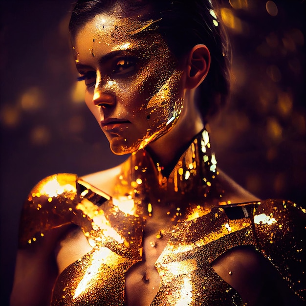 Portrait of an ancient female warrior in ancient warrior armor The concept of an ancient warrior