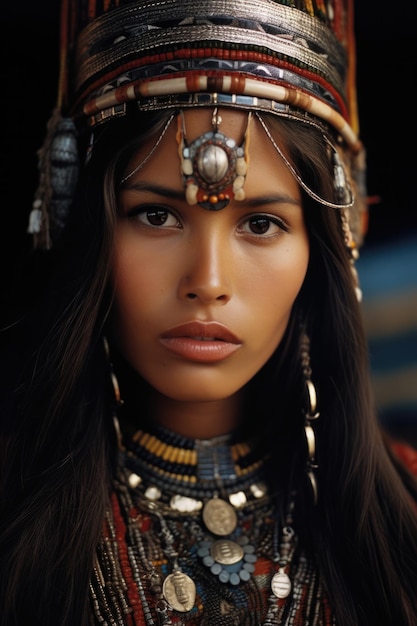 Portrait of an Andean girl with traditional costumes