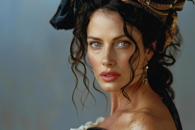 Portrait of angelina jolie as an elegant russian lady studio portrait