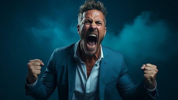 Portrait of angry man shouting