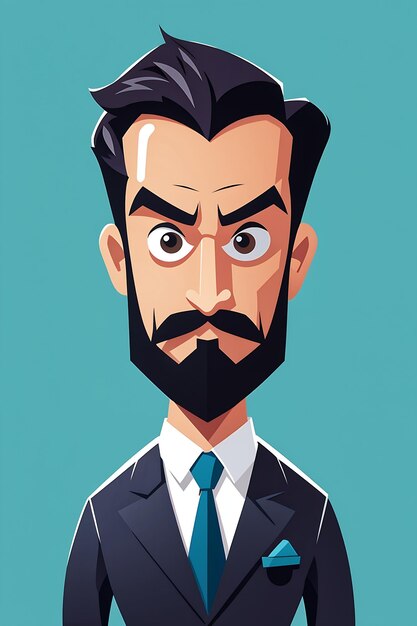 Portrait Of An Angry Man In A Suit Vector Illustration