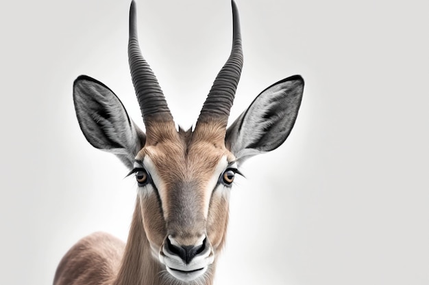 A portrait of an antelope with long horns