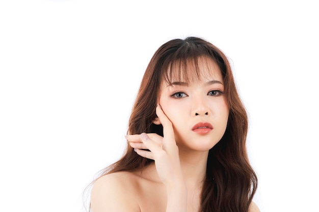 Portrait of Asian beautiful woman with perfect skin White skin care and spa beauty girl