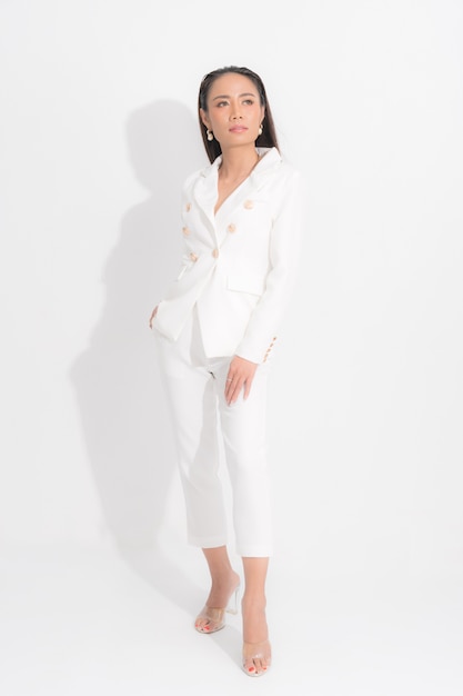 Portrait of asian businesswoman elegant on white suit