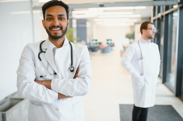 Portrait of a Asian Indian male medical doctor in uniform