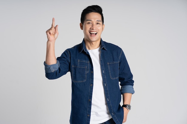 Portrait of Asian man posing on white background