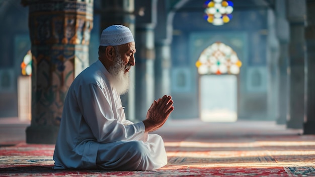 Portrait of Asian Muslim Man Praying