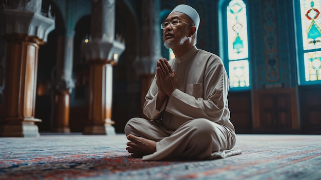 Portrait of Asian Muslim Man Praying