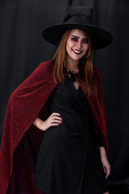 Portrait of Asian young adult teenage woman wearing Halloween costume cloth