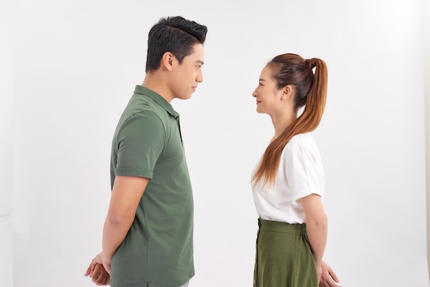 Portrait of Asian young couple isolated on white background