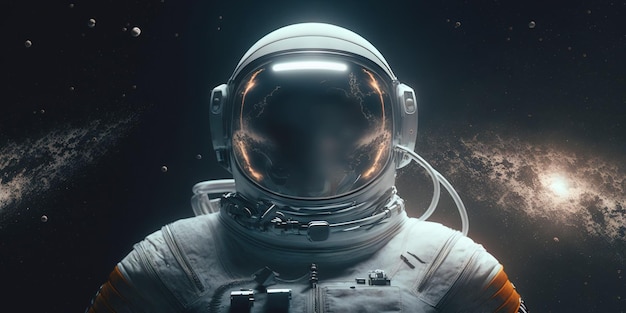 Portrait of astronaut floating in space Generative AI