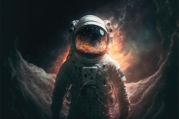 Portrait of an astronaut in space with an amazing background Generative AI