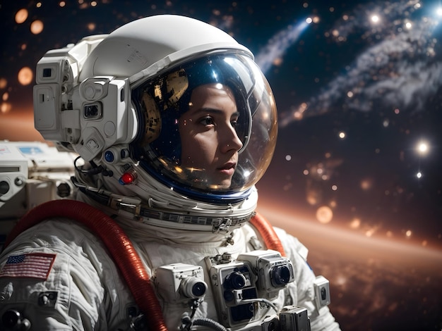 A portrait of an astronaut in space