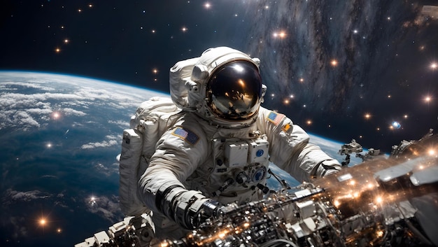 A portrait of an astronaut in space