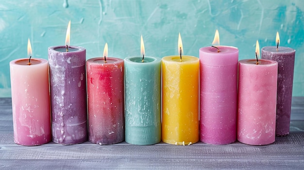 Photo portrait of attractive artisancolored wax candles