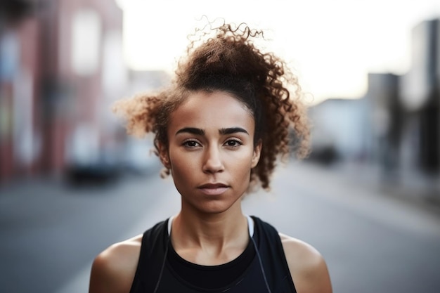 Portrait of an attractive female runner in active wear created with generative ai