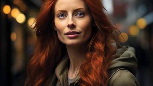 Portrait of an attractive Scandinavian girl with red hair