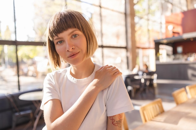 Portrait of attractive woman smiling at camera