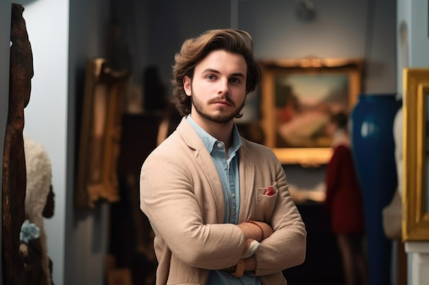 Portrait of an attractive young art gallery owner created with generative ai