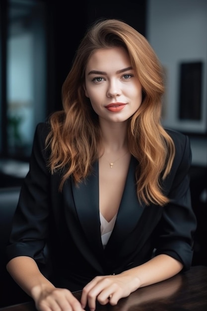 portrait of an attractive young businesswoman working in a modern office created with generative ai