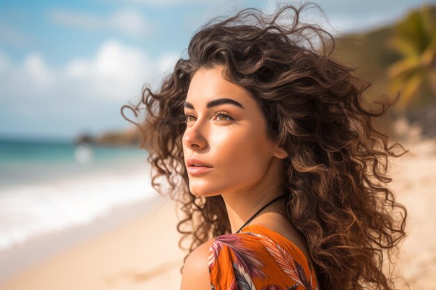 Portrait of an Attractive Young Woman on Tropical Beach