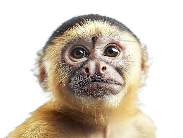 Photo portrait of a baby monkey isolated on a white background