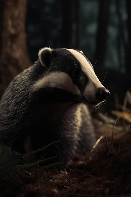 Portrait of Badger Dramatic and Cinematic Lighting Photography Generative AI