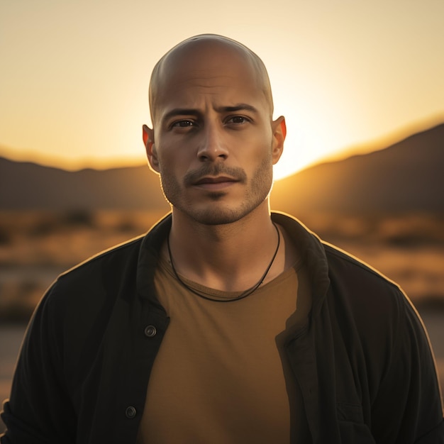 Portrait of a bald handsome americn male