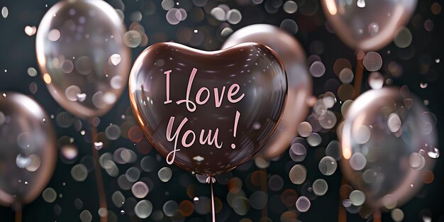 Portrait of Balloon with I Love You Text in Champagne