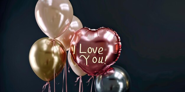 Portrait of Balloon with I Love You Text in Champagne