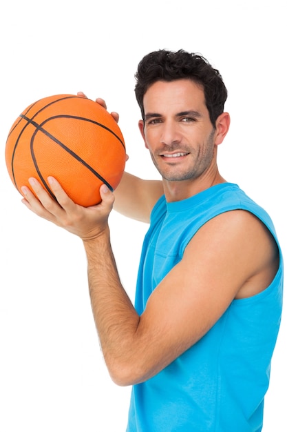 Portrait of a basketball player with ball