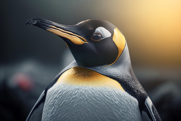 Portrait of beaked penguin Antarctic flightless seabird outdoors looking away Generative AI