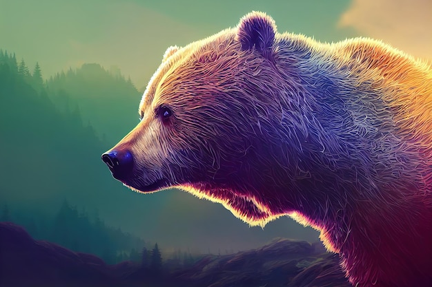 Portrait of a bear Bear illustration Digital art style illustration painting