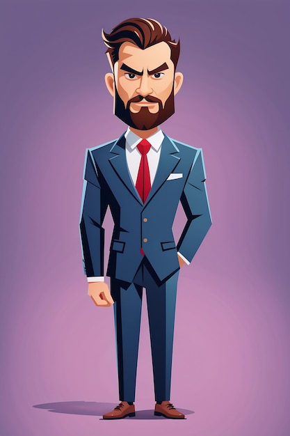 Portrait Of A Bearded Man In A Suit Vector Illustration