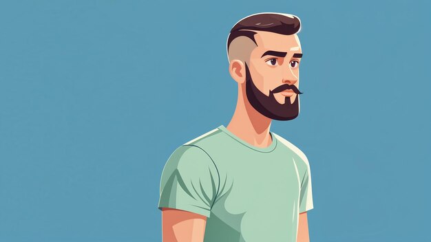 Photo portrait of a bearded man vector illustration in cartoon style