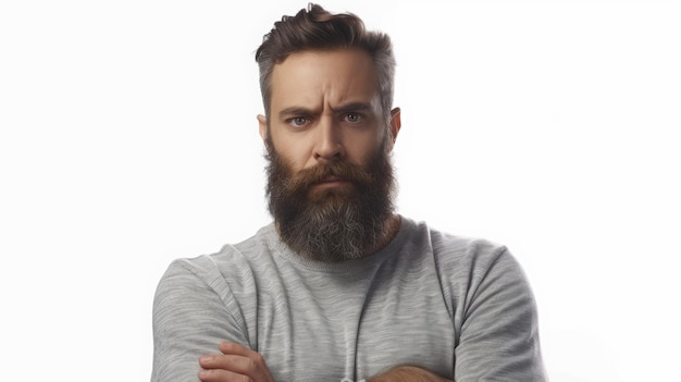 Portrait of a Bearded Man with Serious Expression