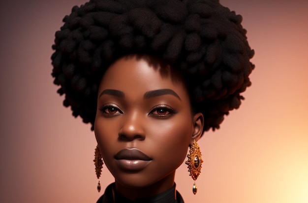 Portrait of beautiful african american Elegant black woman with hairstyle Generative AI