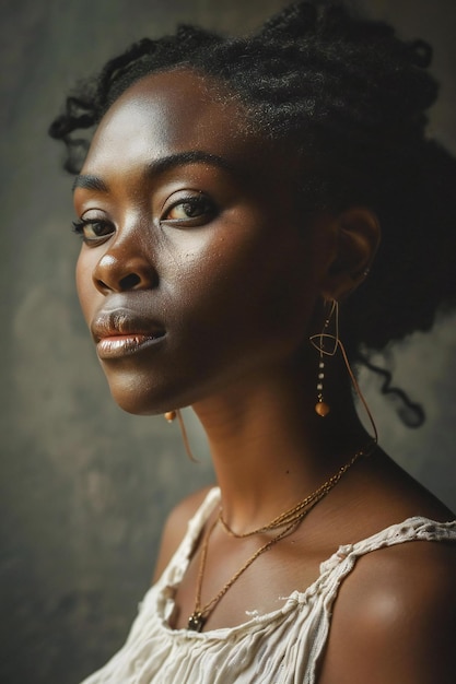 Portrait of a beautiful african american woman on dark background