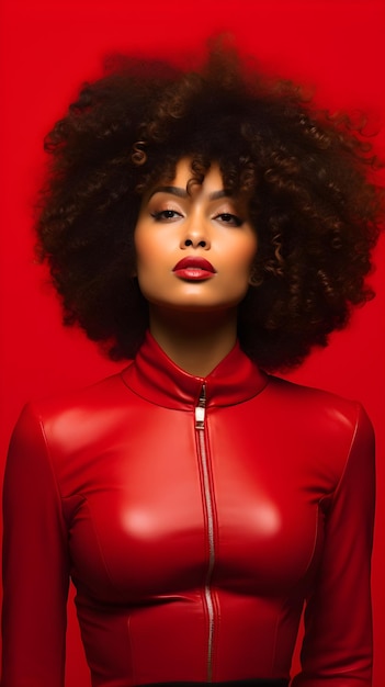 Portrait of a beautiful african american woman with curly hair and healthy skin