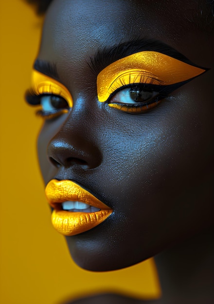 Portrait of a beautiful african darkskinned fashion model with cheerful makeup