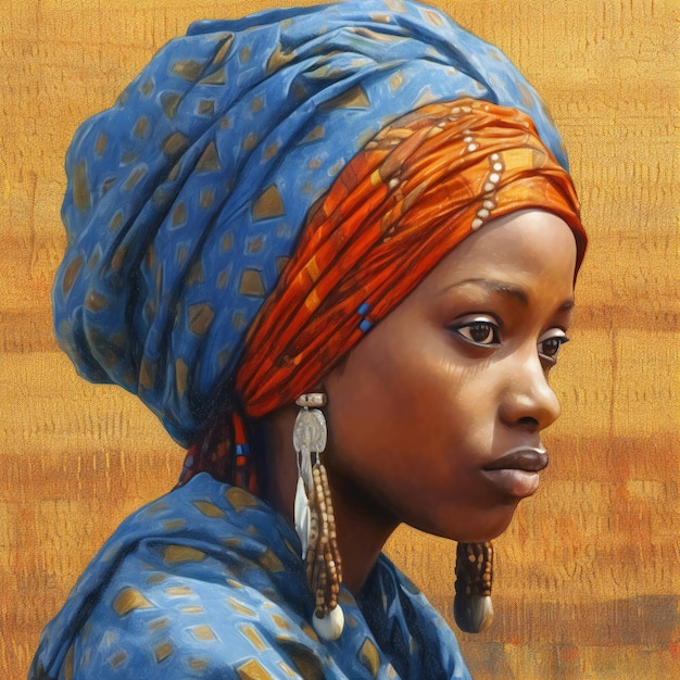 Portrait of a beautiful african woman in a turban