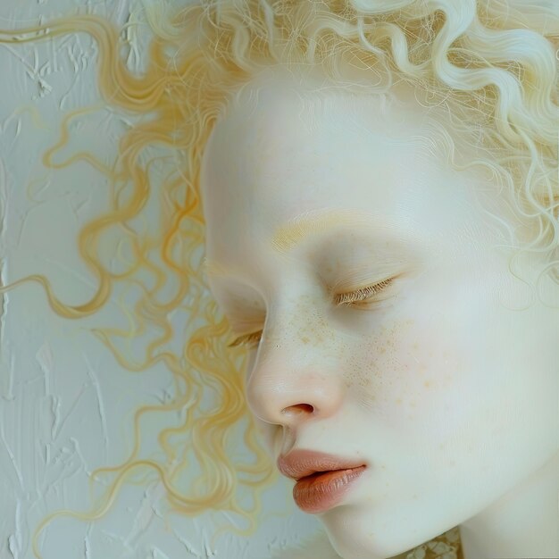 Photo portrait of beautiful albino girl